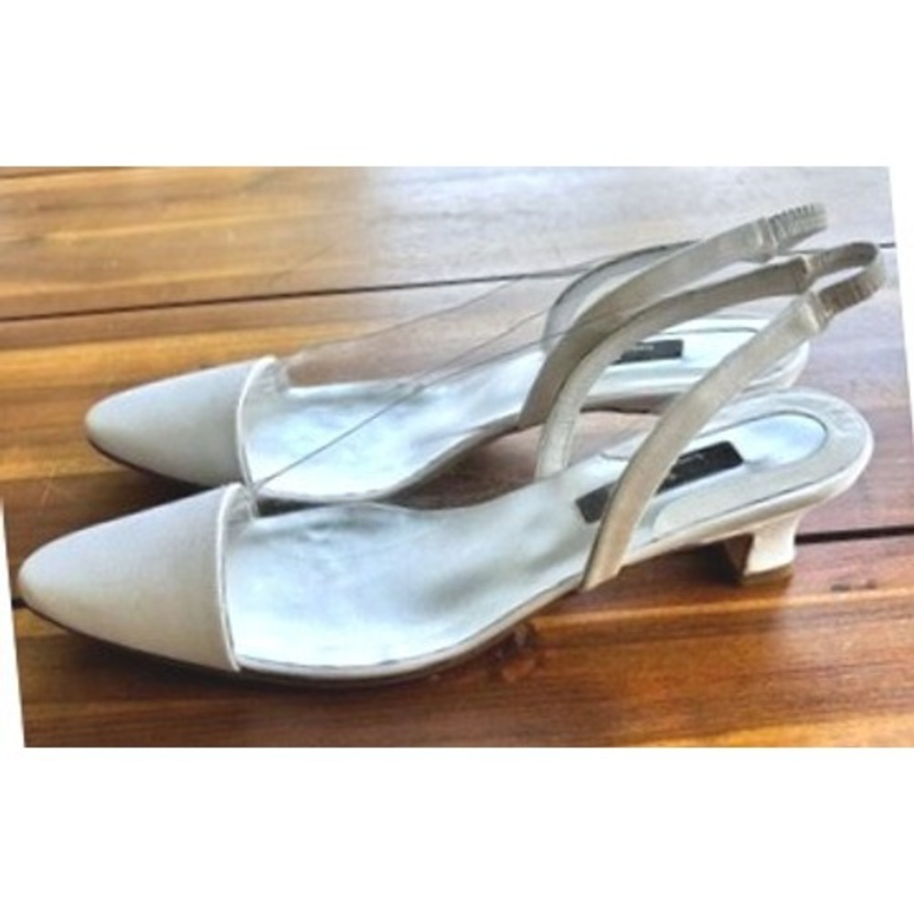Susan van der Linde Parisian Slingback Heels Ivory EU 38.5 US 8.5 Made in France